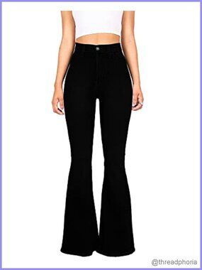High Waisted Flared Bell Bottom Jeans Women Stretch Retro Bootcut Pants
